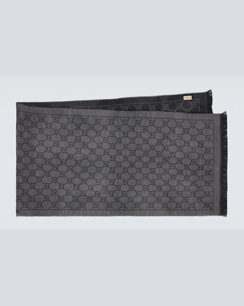Gucci Sciarpa in lana GG jacquard Grigio