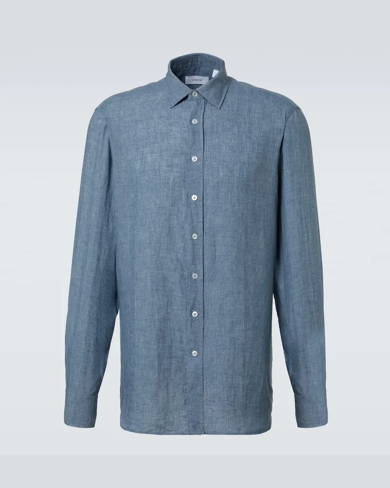 LARDINI Camicia in lino Blu