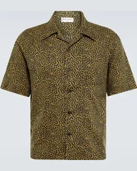 Saint Laurent Camicia bowling con stampa leopardata Nero