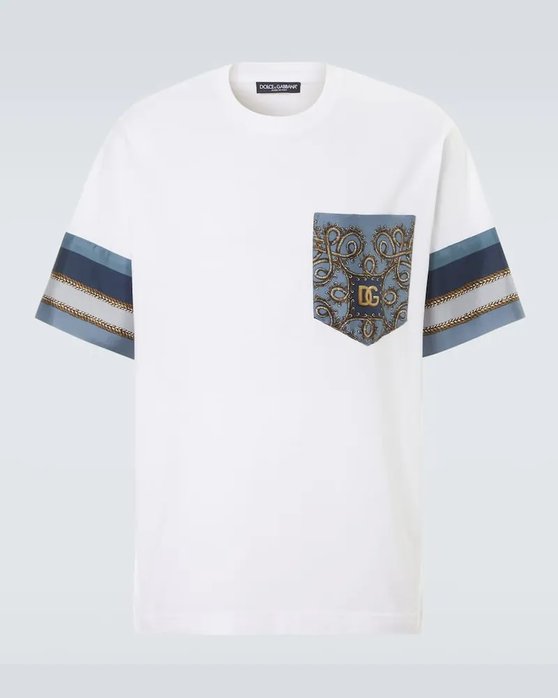 Dolce & Gabbana Top in cotone e seta con stampa Bianco