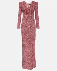 Jenny Packham Abito lungo Ingrid con paillettes Rosa