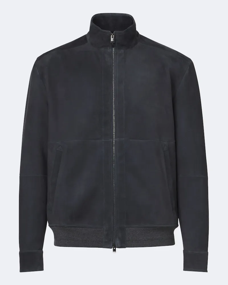 Canali Giacca bomber in suede Blu