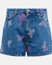 Ganni Shorts di jeans ricamati Multicolore