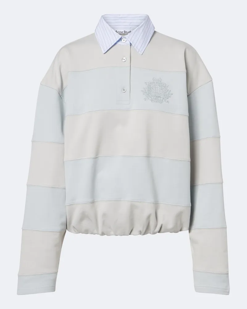 Acne Studios Felpa polo a righe in cotone Blu