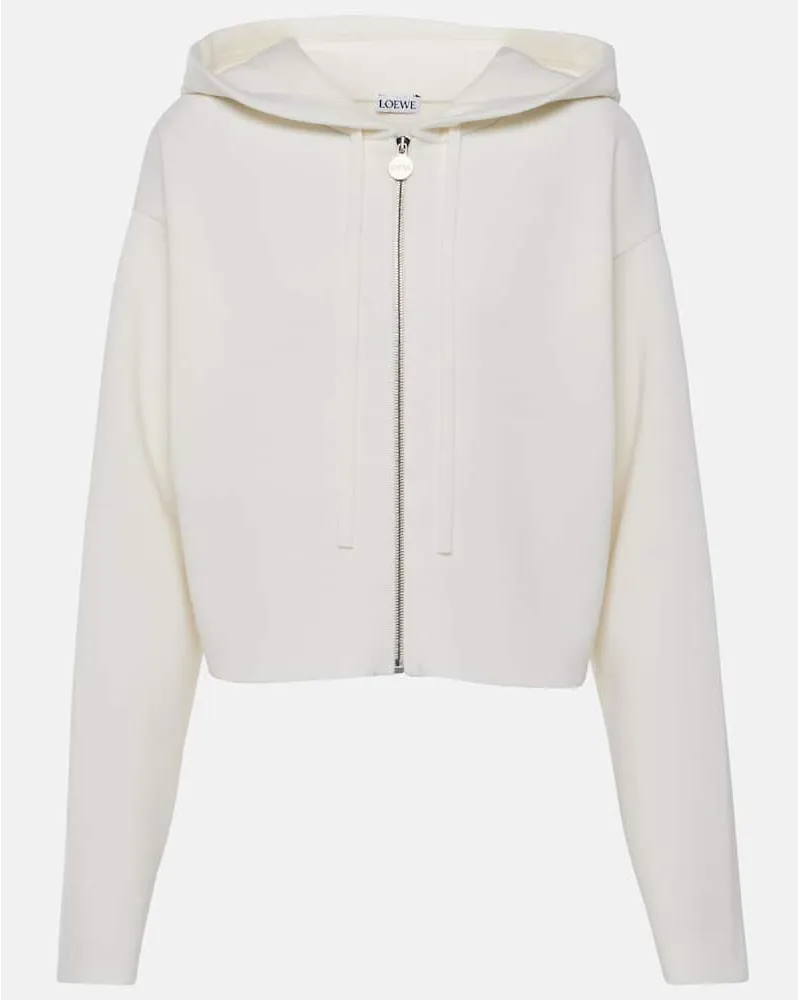 Loewe Felpa Anagram in misto lana con zip Bianco