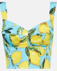 Dolce & Gabbana Top bustier in misto cotone con stampa Blu