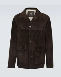 Loro Piana Giacca camicia in suede Marrone