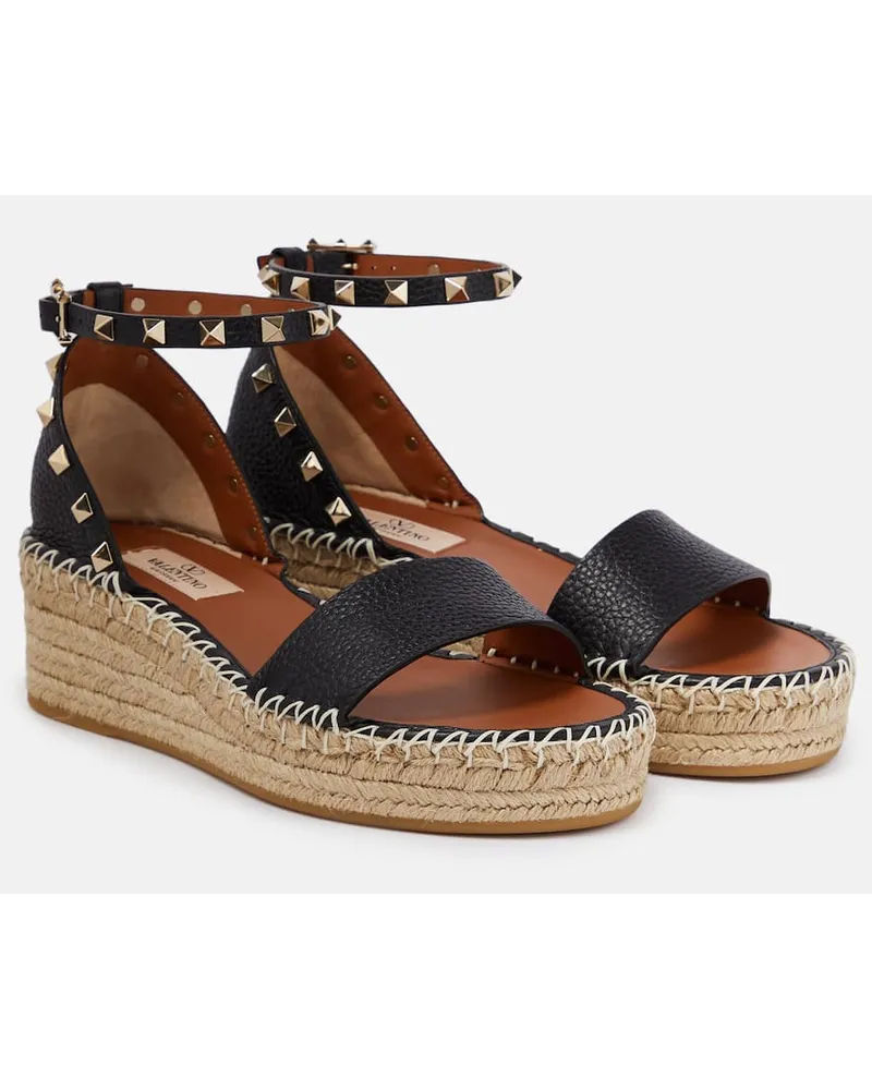 Valentino Garavani Sandali espadrillas Rockstud in pelle Beige