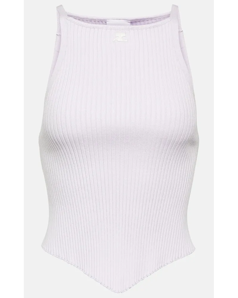 Courrèges CourrÃ¨ges Tank top in maglia a coste con logo Bianco