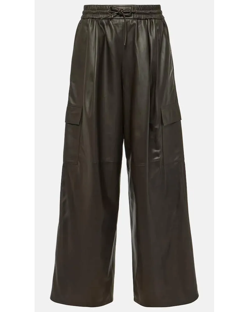 Yves Salomon Pantaloni cargo in pelle Marrone