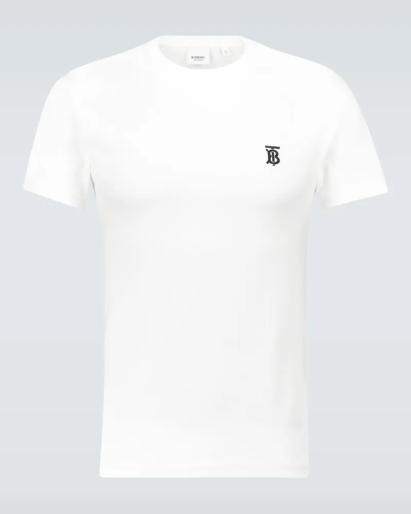 Burberry T-shirt TB Monogram in jersey di cotone Bianco