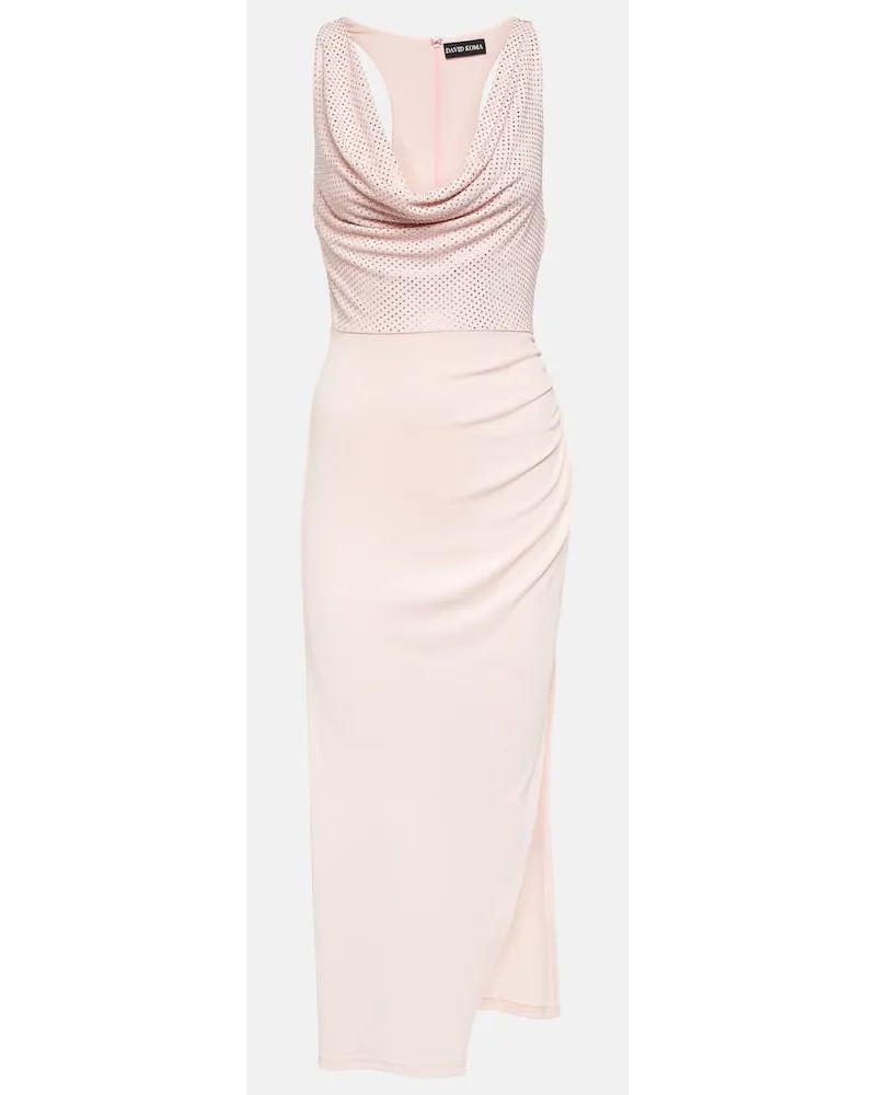 David Koma Abito midi con cristalli Rosa