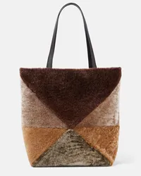 Loewe Borsa Puzzle Fold Large in shearling Marrone