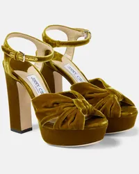 Jimmy Choo Sandali Heloise 120 in velluto Giallo