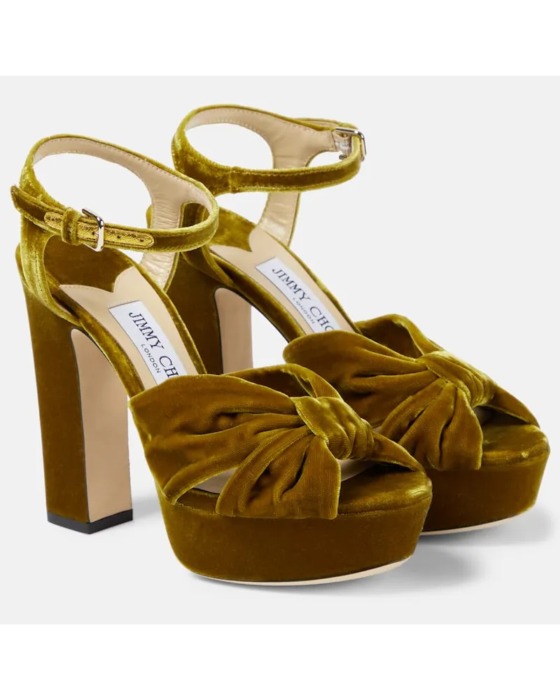 Jimmy Choo Sandali Heloise 120 in velluto Giallo