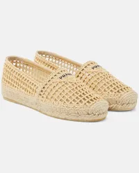 Prada Espadrillas in crochet con logo Beige