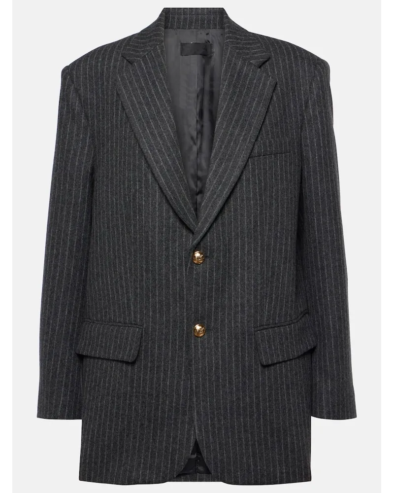 Nili Lotan Blazer Boyfriend in lana vergine a righe Grigio