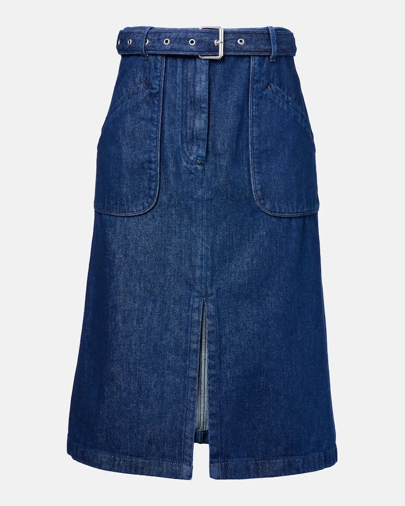 Dries van Noten Gonna midi di jeans Blu