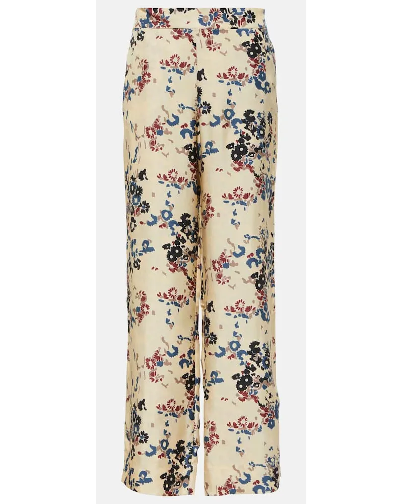 ASCENO Pantaloni London in seta a gamba larga Multicolore