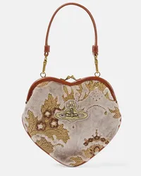 Vivienne Westwood Borsa Bella Heart Frame in velluto Beige