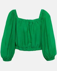 Velvet Top in cotone e seta Verde