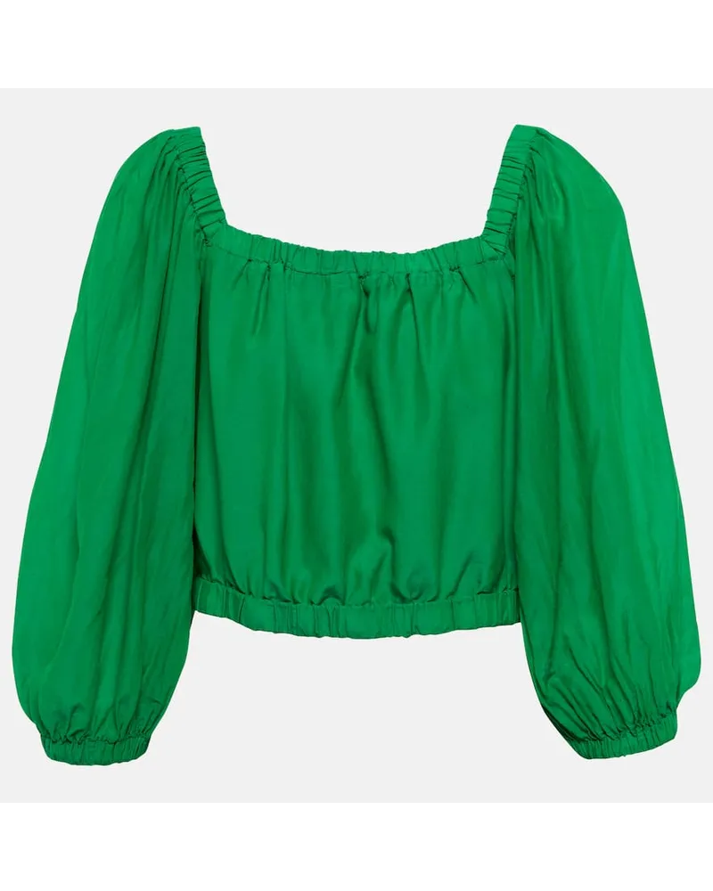 Velvet Top in cotone e seta Verde
