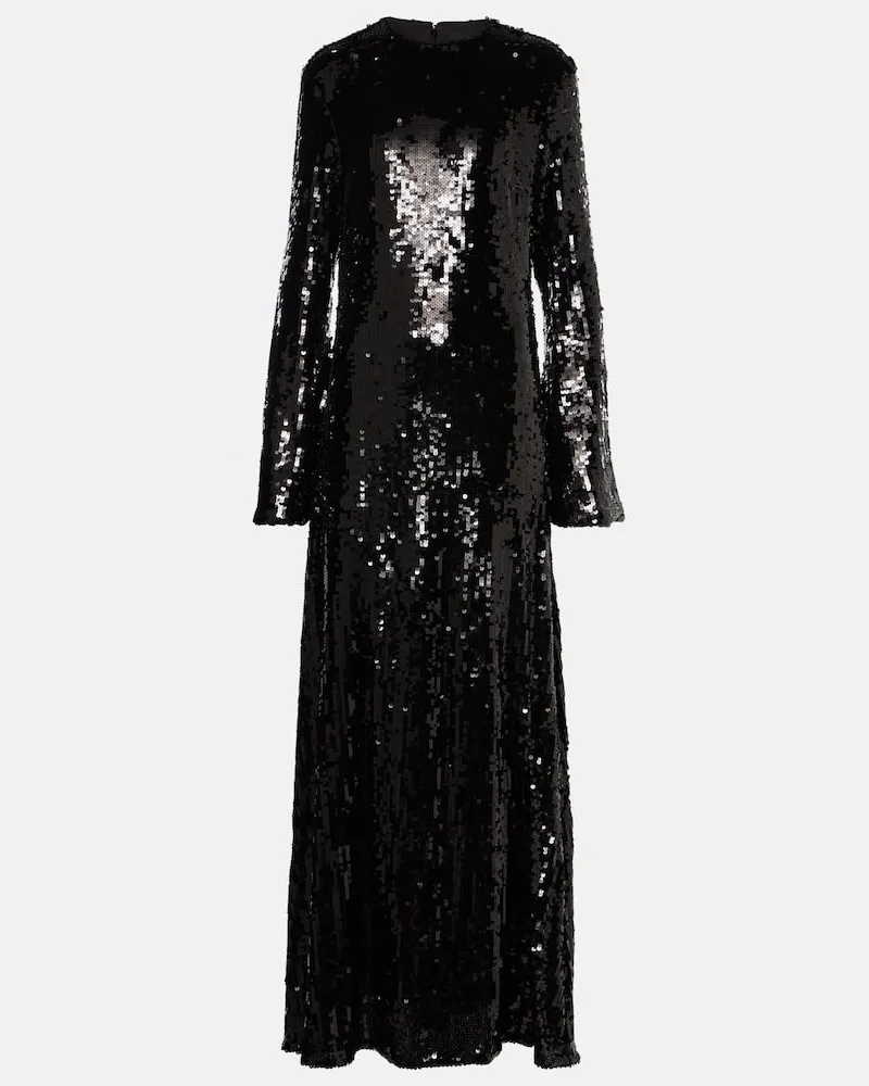ROTATE Birger Christensen Abito lungo con paillettes Nero