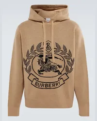 Burberry Pullover Equestrian Knigh in lana con cappuccio Beige