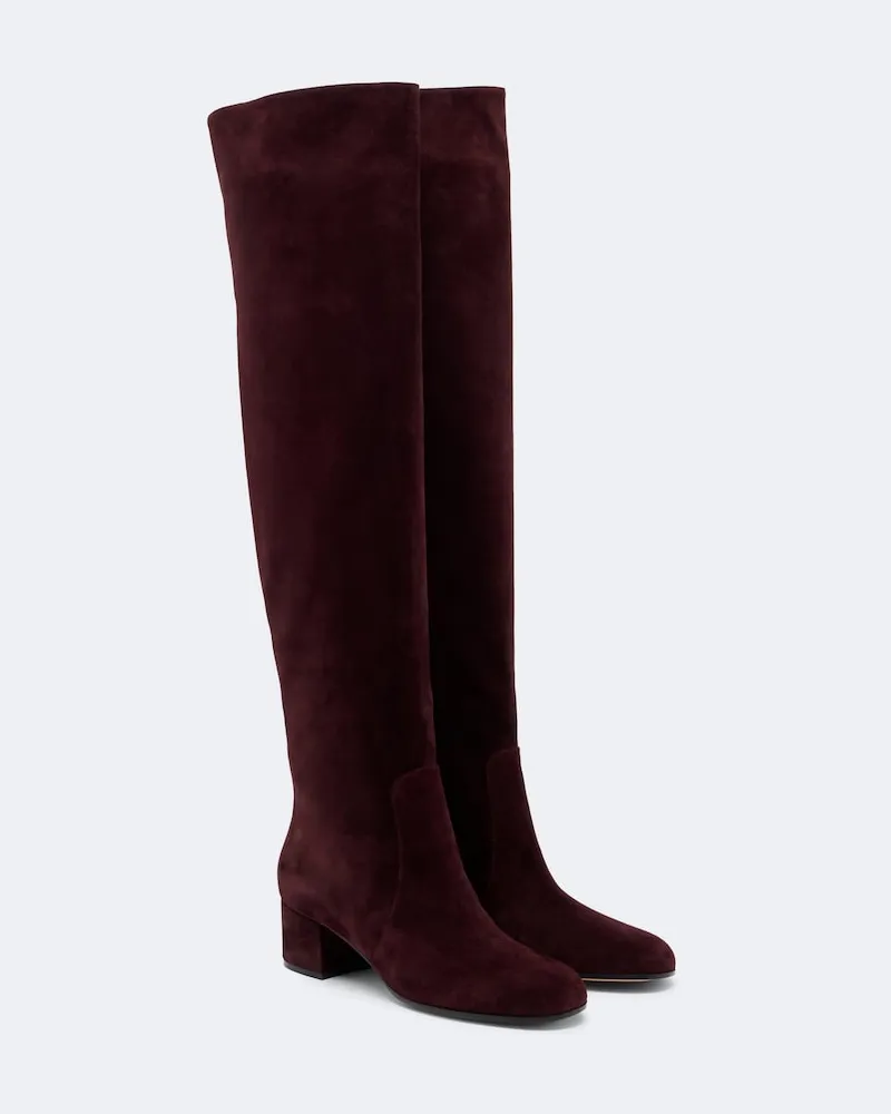 Gianvito Rossi Stivali in suede Borgogna