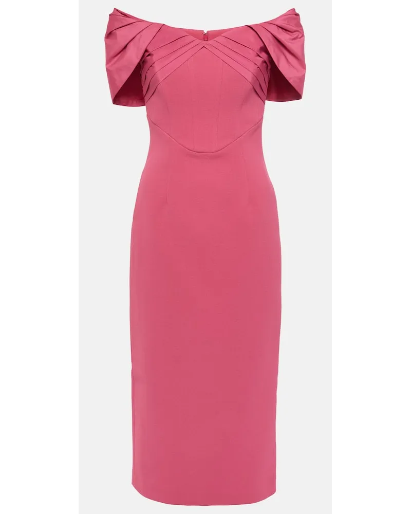 Rebecca Vallance Abito midi Anais in crÃªpe con scollo bardot Rosa