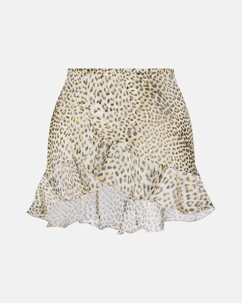 Roberto Cavalli Pareo in seta con stampa leopardata Giallo