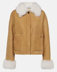 Loewe Giacca in pelle con shearling Marrone