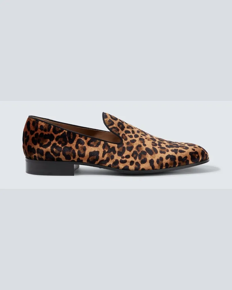 Gianvito Rossi Mocassini con stampa leopardata Marrone