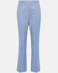 Gucci Pantaloni cropped in gabardine GG Blu