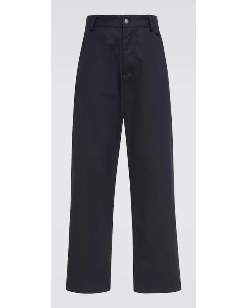Bottega Veneta Pantaloni regular in twill di cotone Blu
