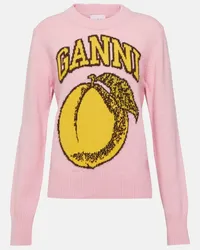 Ganni Pullover in misto lana con intarsi Rosa