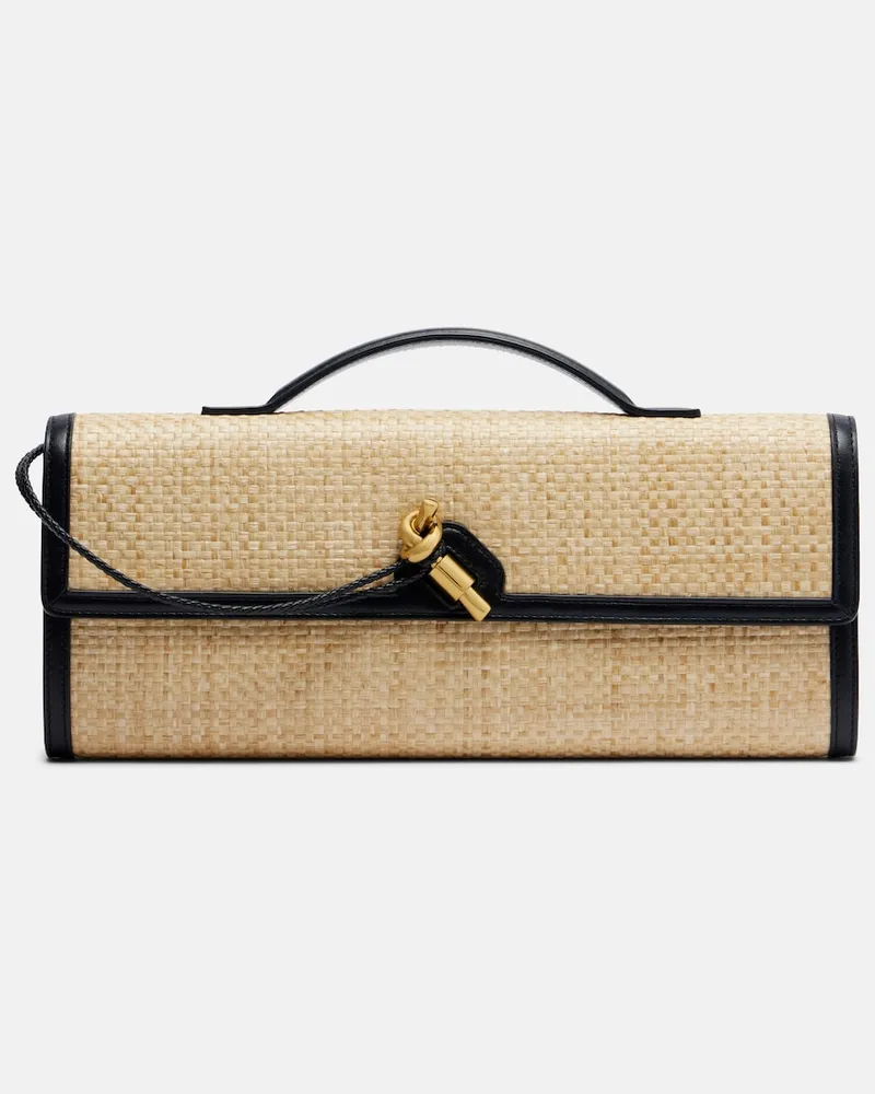 Bottega Veneta Clutch Andiamo in rafia con pelle Beige