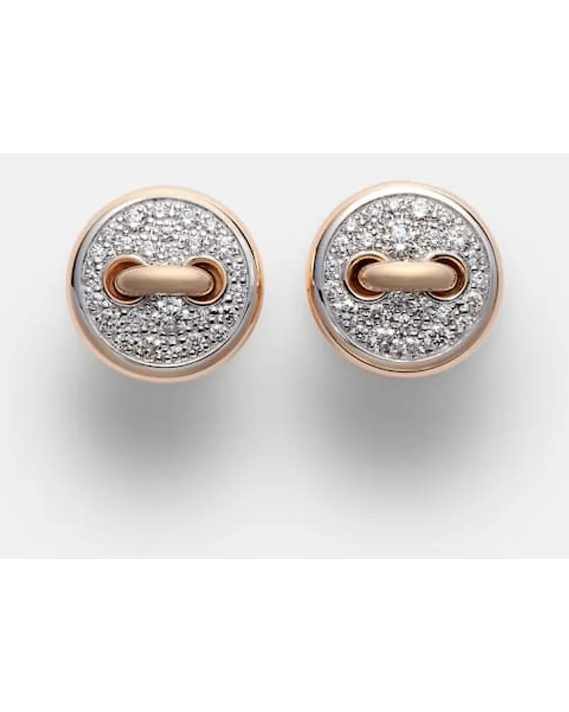 Pomellato Orecchini Pom Pom Dot in oro rosa 18kt rodiato con diamanti Metallizzato