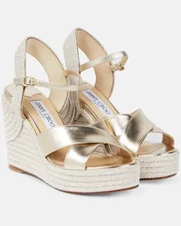 Jimmy Choo Sandali con zeppa Dellena 100 in pelle metallizzata Metallizzato