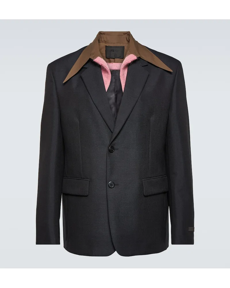 Prada Blazer da abito in lana e mohair Nero