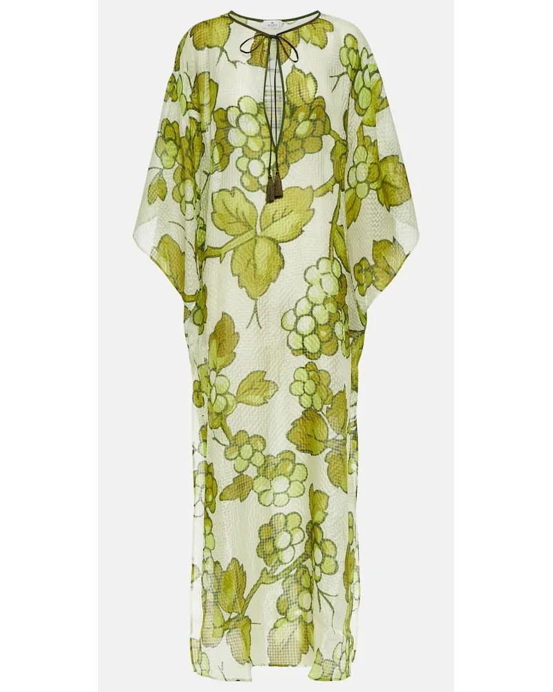 Etro Caftano in seta con stampa Verde