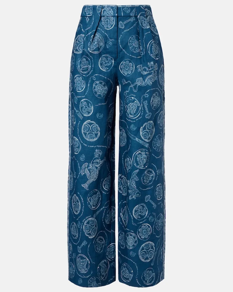 ALEMAIS AlÃ©mais Pantaloni a gamba larga Lucky in lino Blu