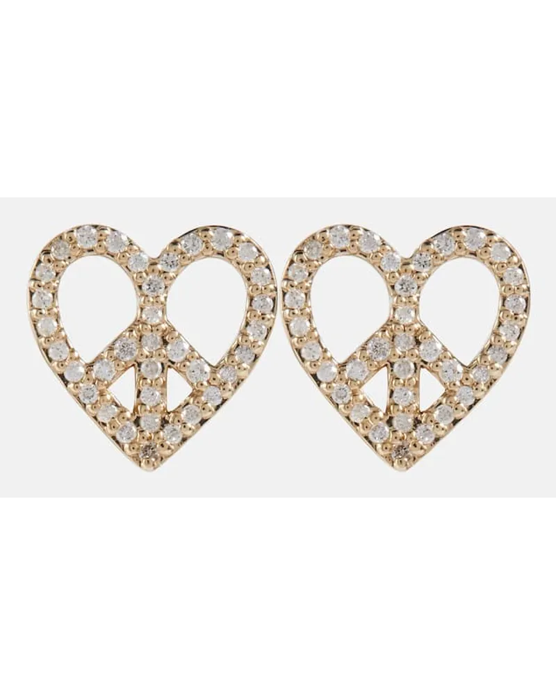 Sydney Evan Orecchini Peace Heart in oro 14kt con diamanti Oro