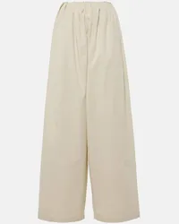 Maison Margiela Pantaloni a gamba larga in cotone a vita alta Bianco