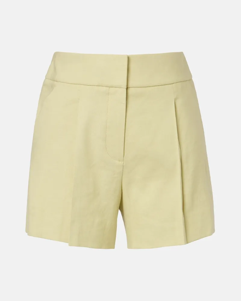 Veronica Beard Shorts Haina in twill di misto lino Verde