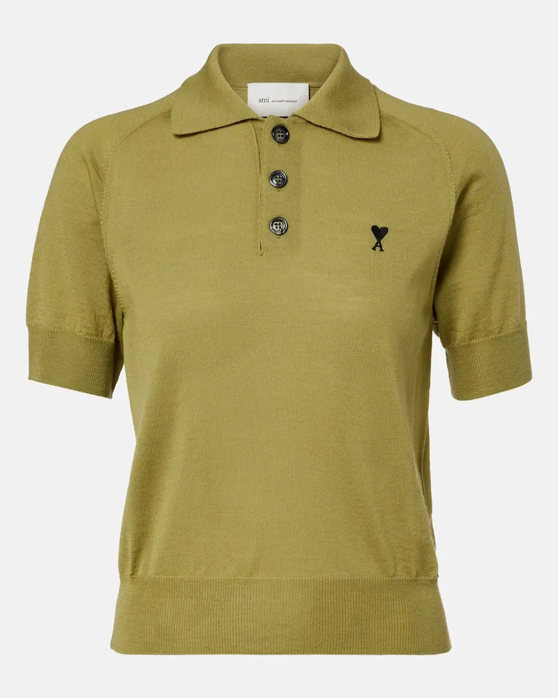 AMI Paris Polo Ami De CÅur in lana Verde