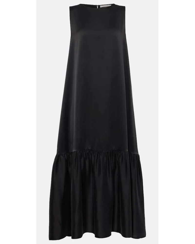 ASCENO Abito midi Rhea in charmeuse di seta Nero