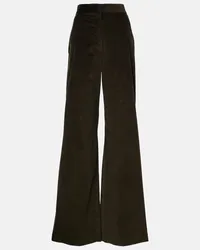 Max Mara Pantaloni flared Tritone in velluto Marrone