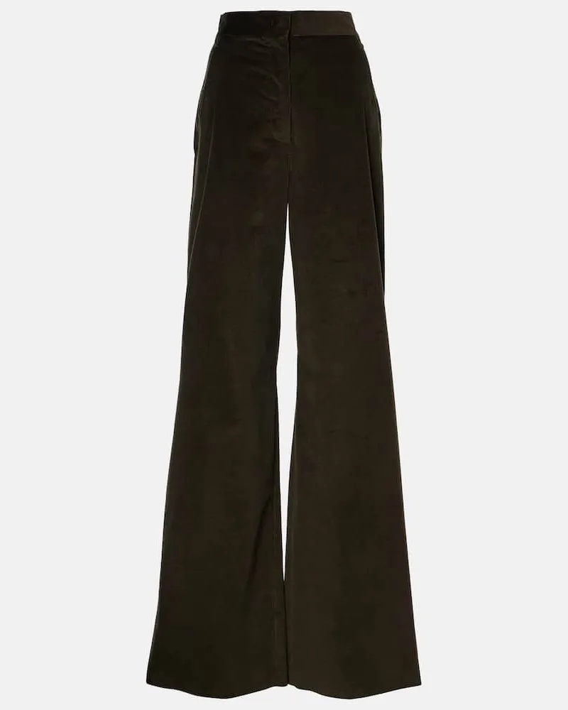 Max Mara Pantaloni flared Tritone in velluto Marrone