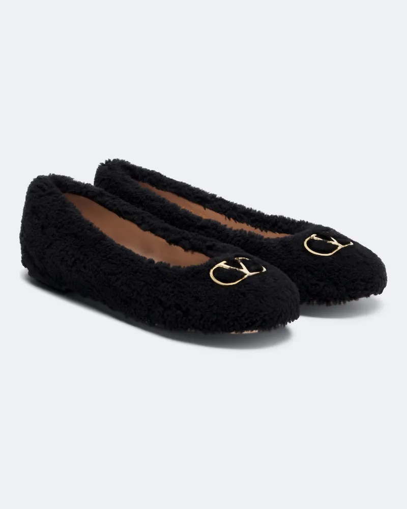 Valentino Garavani Ballerine VLogo in teddy Nero
